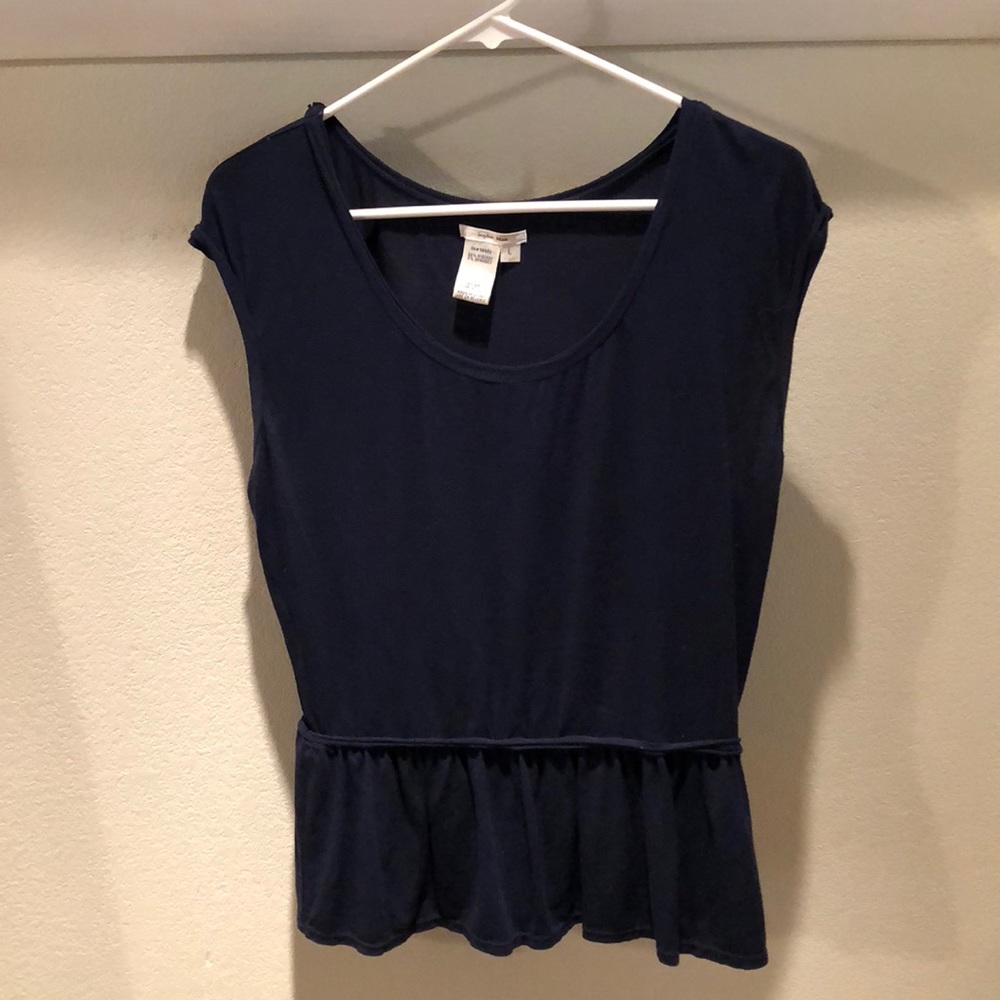 Navy cap sleeve top